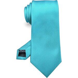 Men's Turquoise Solid Pure Color Imported Silk Blend Formal Neck Ties